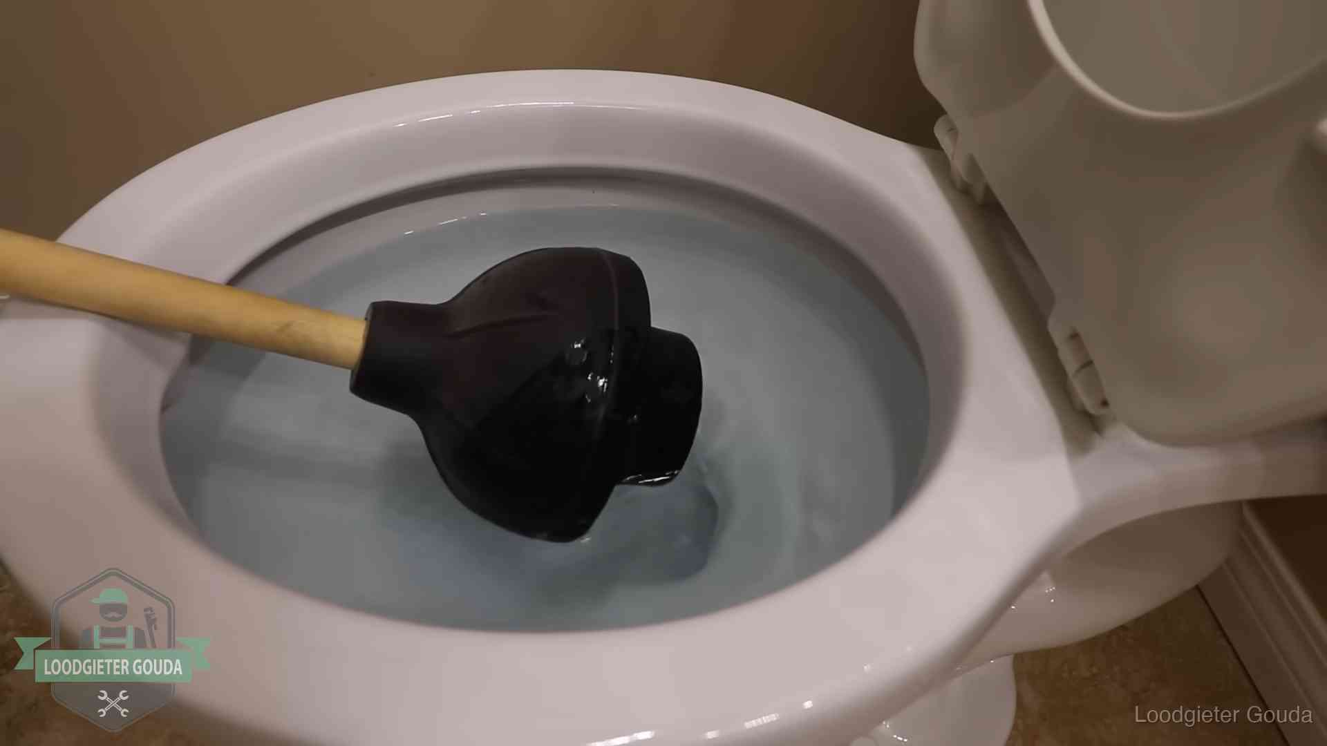 Plopper in een wc-pot die vol water staat in Gouda